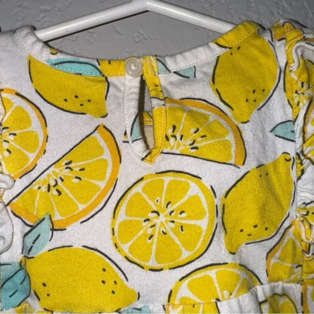 Kid's Carter's Yellow Lemon Print One Piece Bodysuit